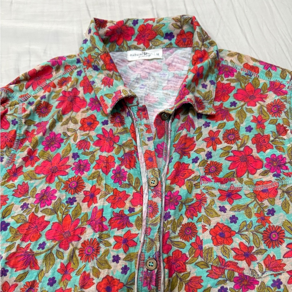 NATURAL LIFE  Floral Long Sleeve Maxi Dress in Medium with drawstring waist